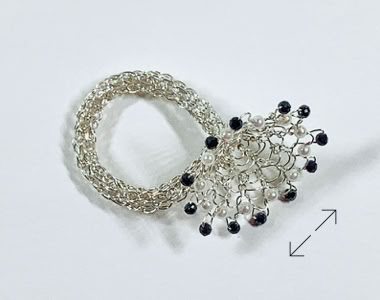 zilverdraad, ring, ISK techniek,spinel, shell parels, Danarts