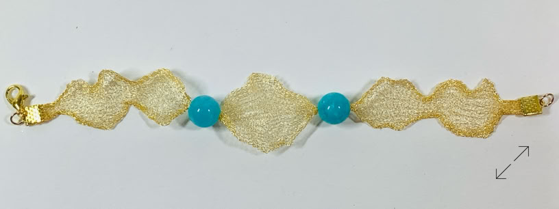 armband, bracelet, titaan wire mesh, goudkleurig, goudkleurig slotje, Amazoniet, Danarts