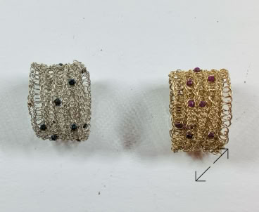 17 mm breed, zilverdraad, ring, gehaakt, Gold Filled, Danarts, zwarte spinel, robijn, Danielle broekhuizen-Mazzola