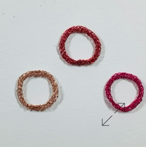 gekleurd koperdraad, gehaakt, ring, Danarts