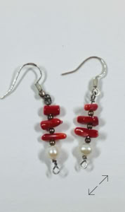 oorbellen, earrings, bloedkoraal, 925 zilver, zoetwater parels, Danarts