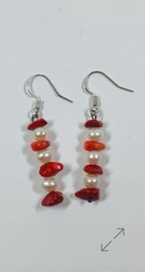 bloedkoraal, zoetwaterparels, oorbellen, earrings, Danarts, 925 zilver