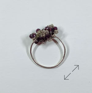 925 zilverdraad, ring, granaat, zilveren draad kralen, Danarts