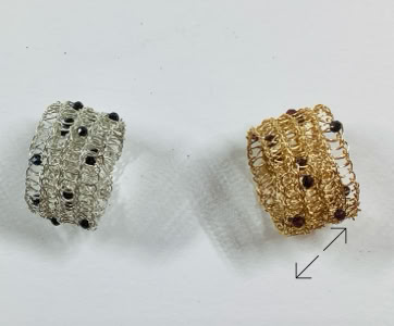 zilverdraad, gehaakt , ring, spinel en GF draad, robijn, Danarts