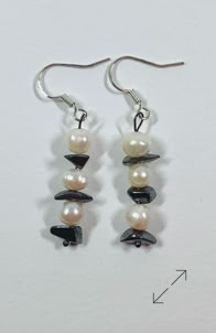 oorbellen, earrings, hematiet, Danarts, zoetwater parels, 925 zilver