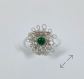 925 zilverdraad, naaldkant, ring, smaragd, Danarts