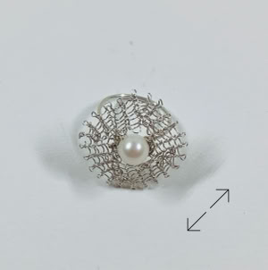 ring, gehaakt zilverdraad, zoutwaterparel, Danarts